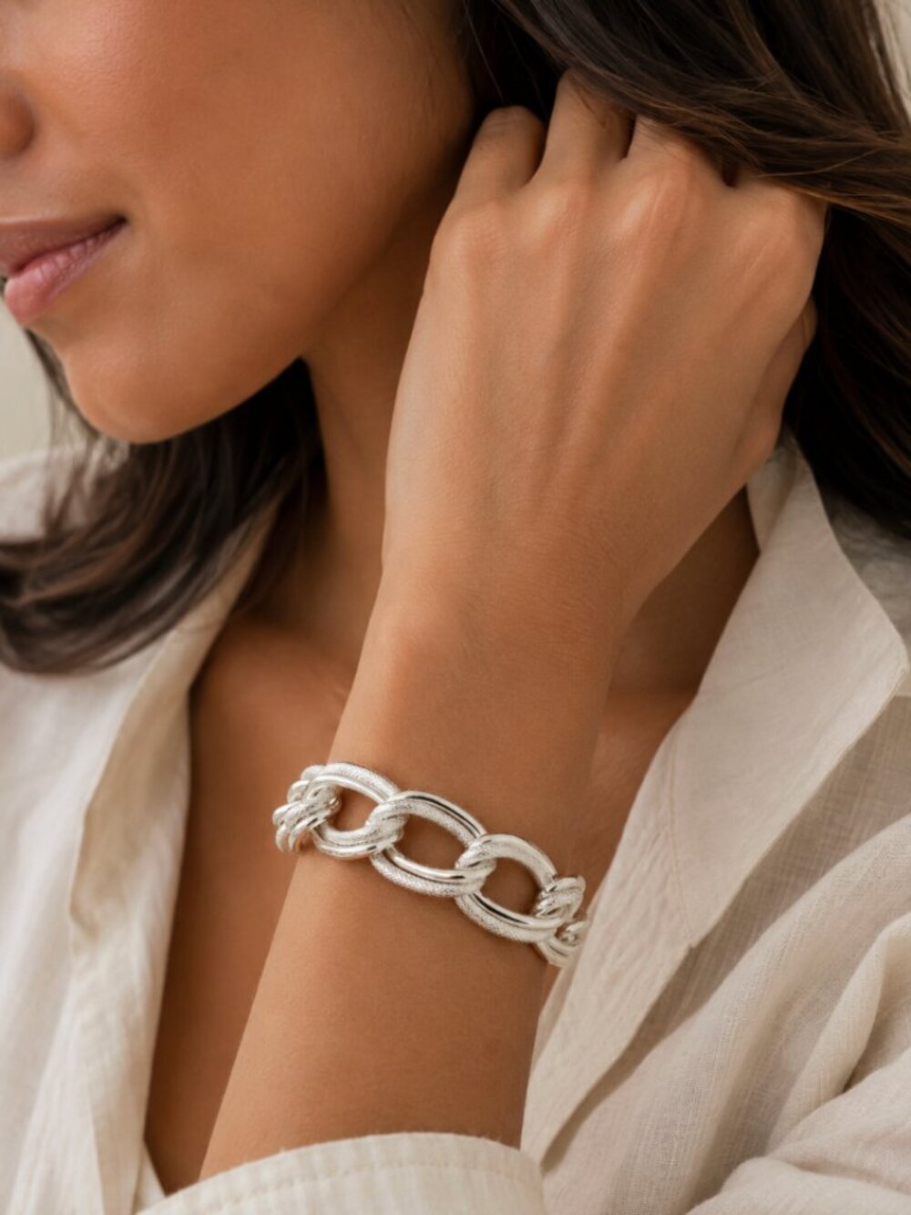 925 Sterling Silver Chunky Chain Link Toggle Bracelet Silver Statement Bracelet